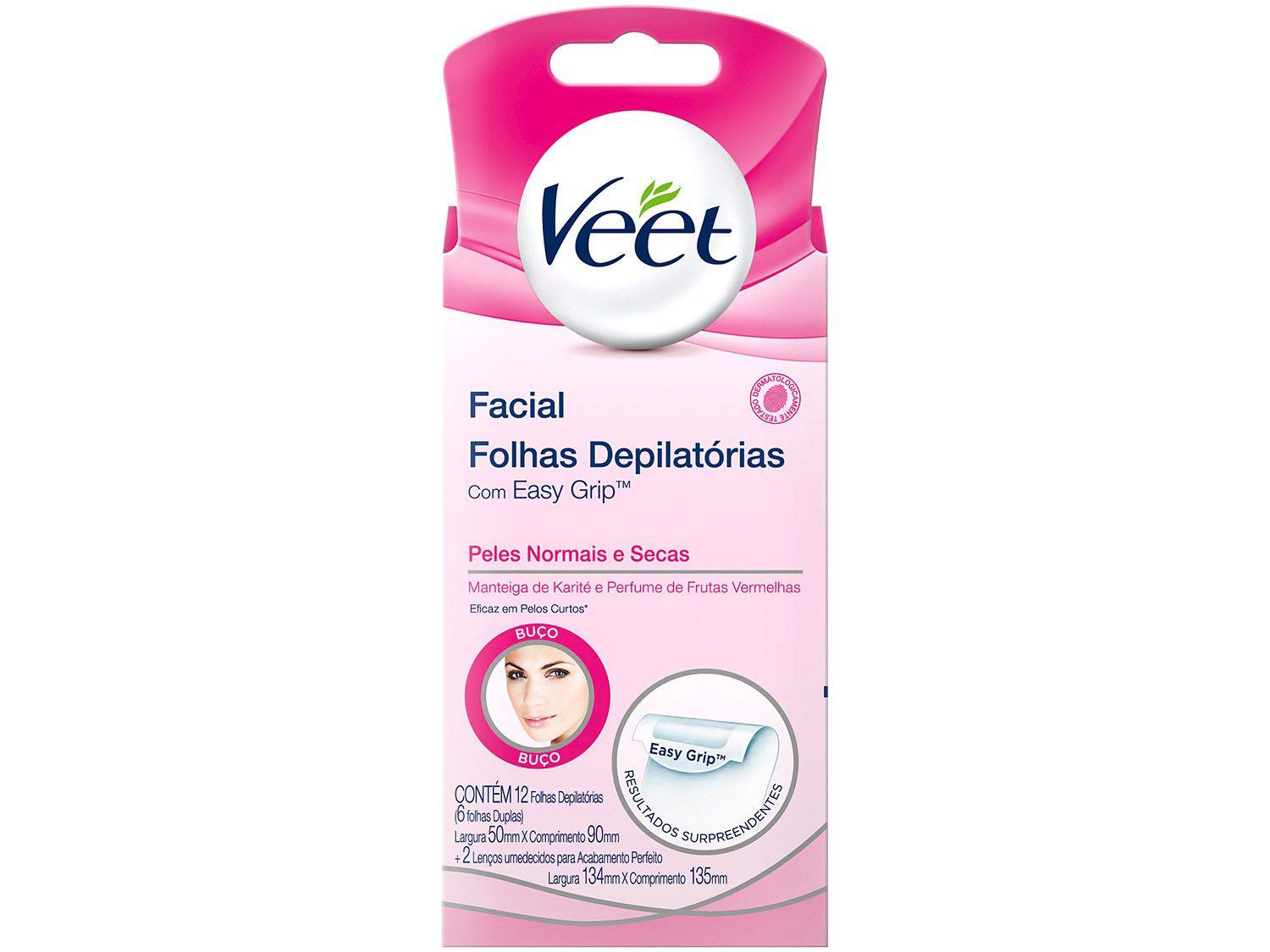 Folha Depilatória Veet Peles Normais e Secas - Manteiga de Karité e Perfume de Frutas Vermelhas