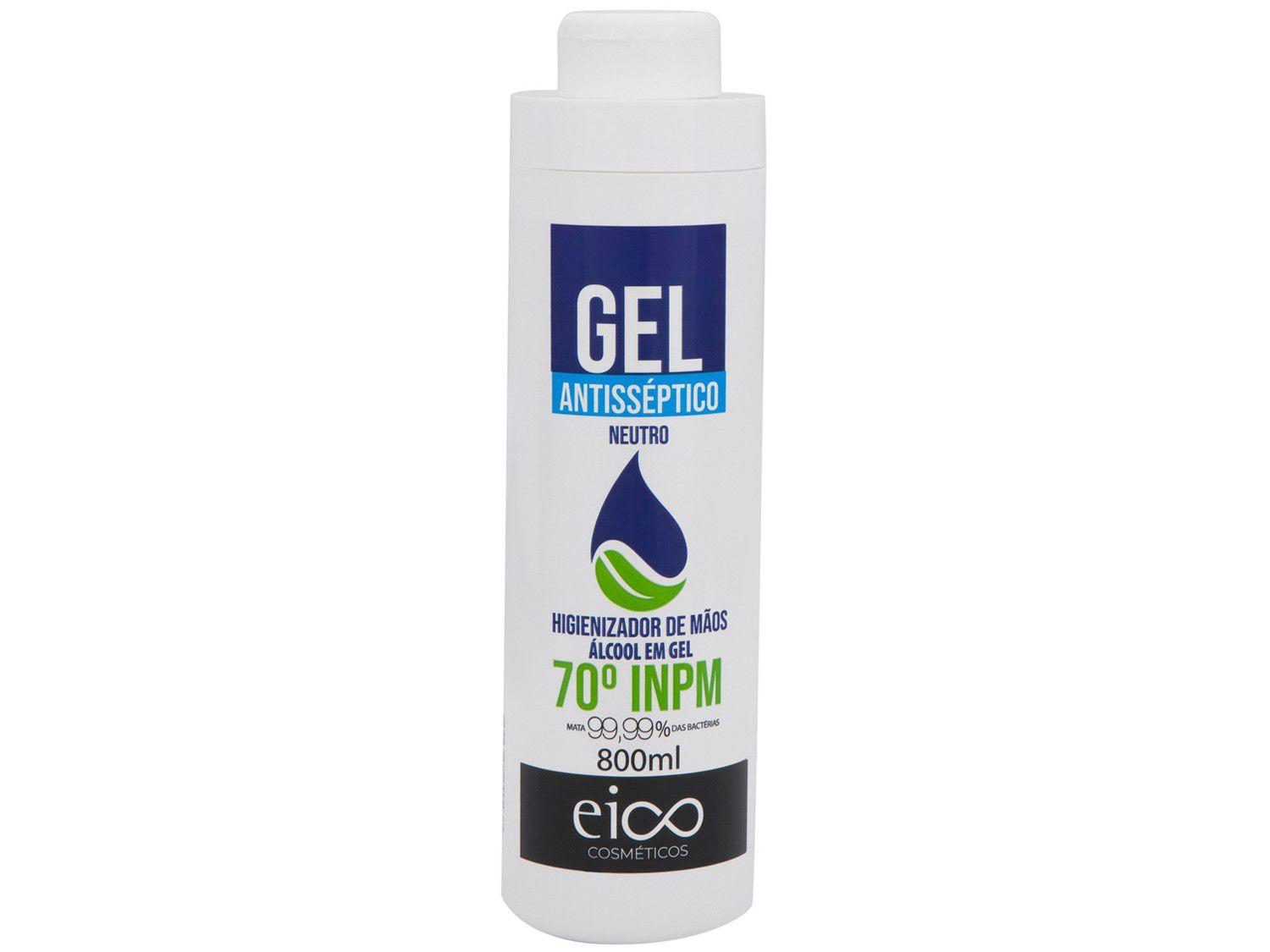 Álcool em Gel 70% Antisséptico Neutro 800ml - Eico Cosméticos