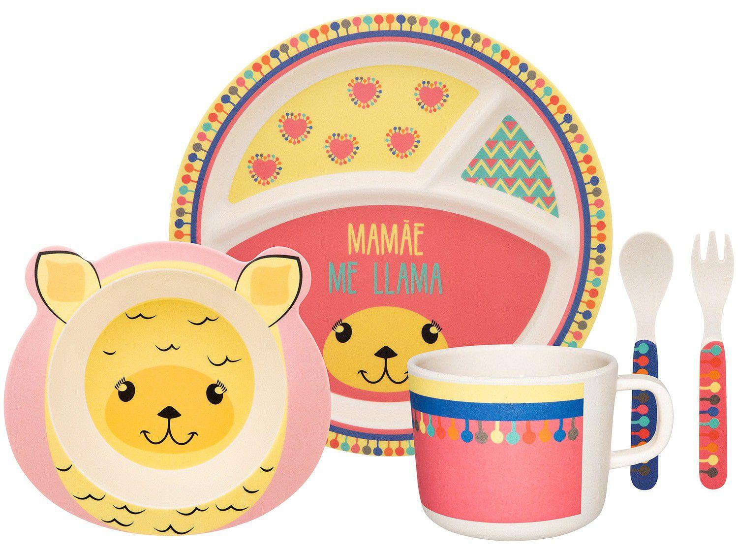 Kit Alimentação Infantil 5 Peças Oxford - Bamboo Lhama