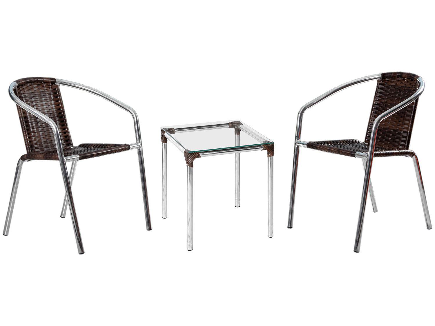 Conjunto de Mesa para Área Externa Alumínio - 2 Cadeiras Alegro Móveis Angélica