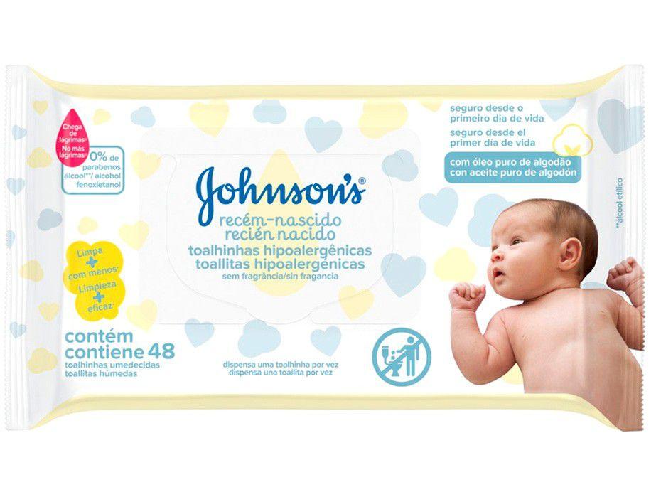 Lenços Umedecidos Johnsons Baby Recém-Nascido - Sem Fragrância 48 unidades