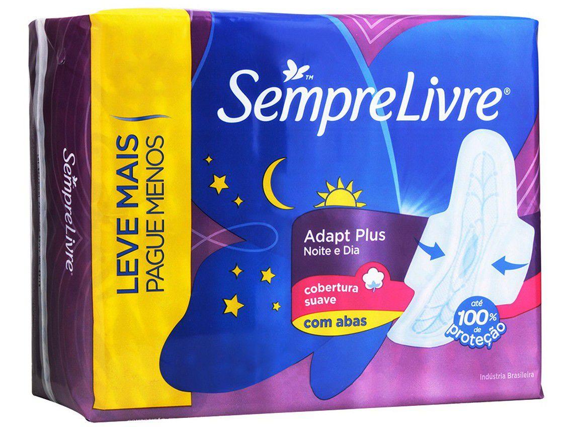 Absorvente Externo Sempre Livre Adapt Plus - Noite e Dia Suave com Abas 32 unidades