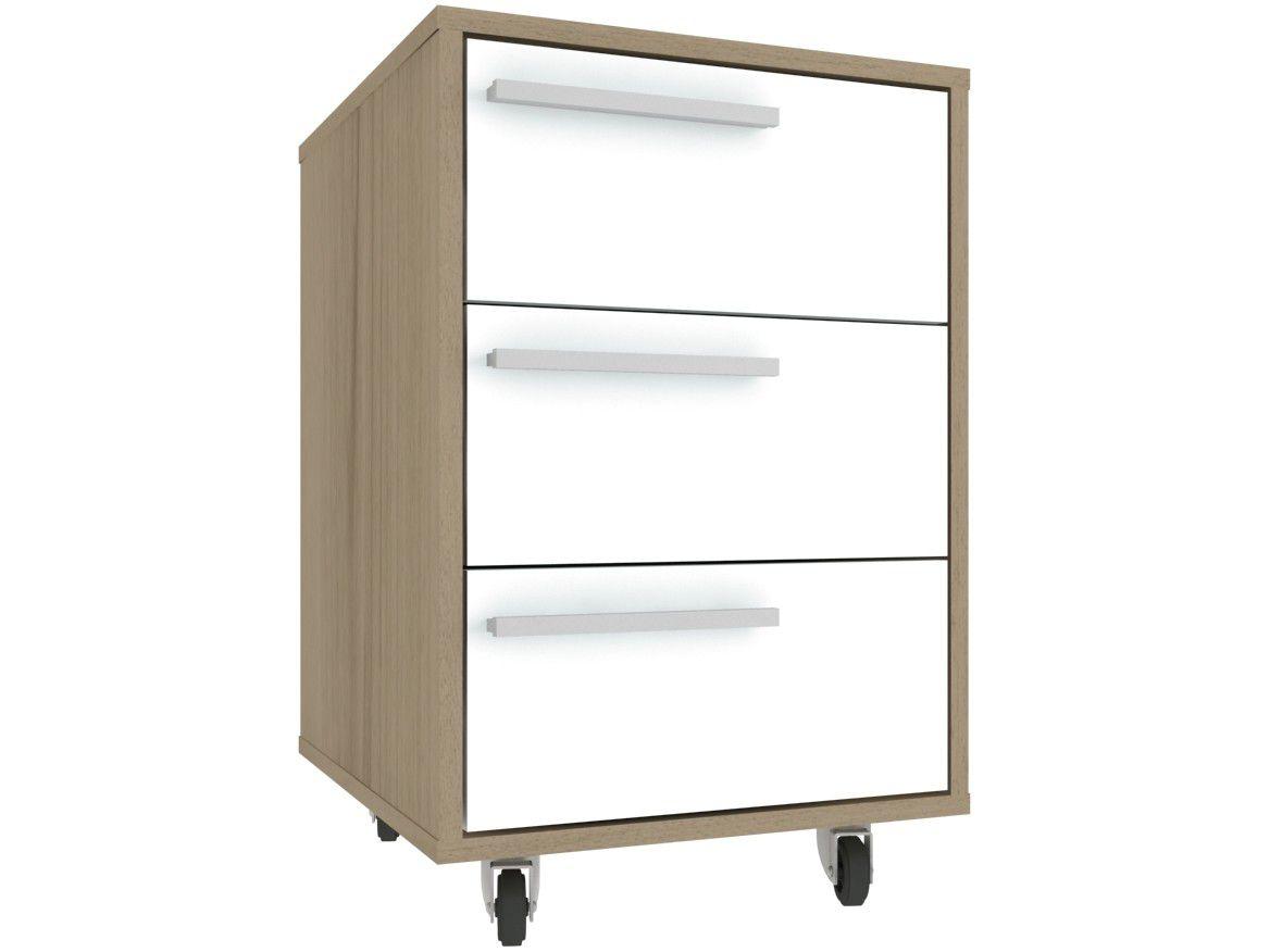 Gaveteiro para Escritório com Rodinhas 3 Gavetas - Hecol Móveis Home Office HO-2929