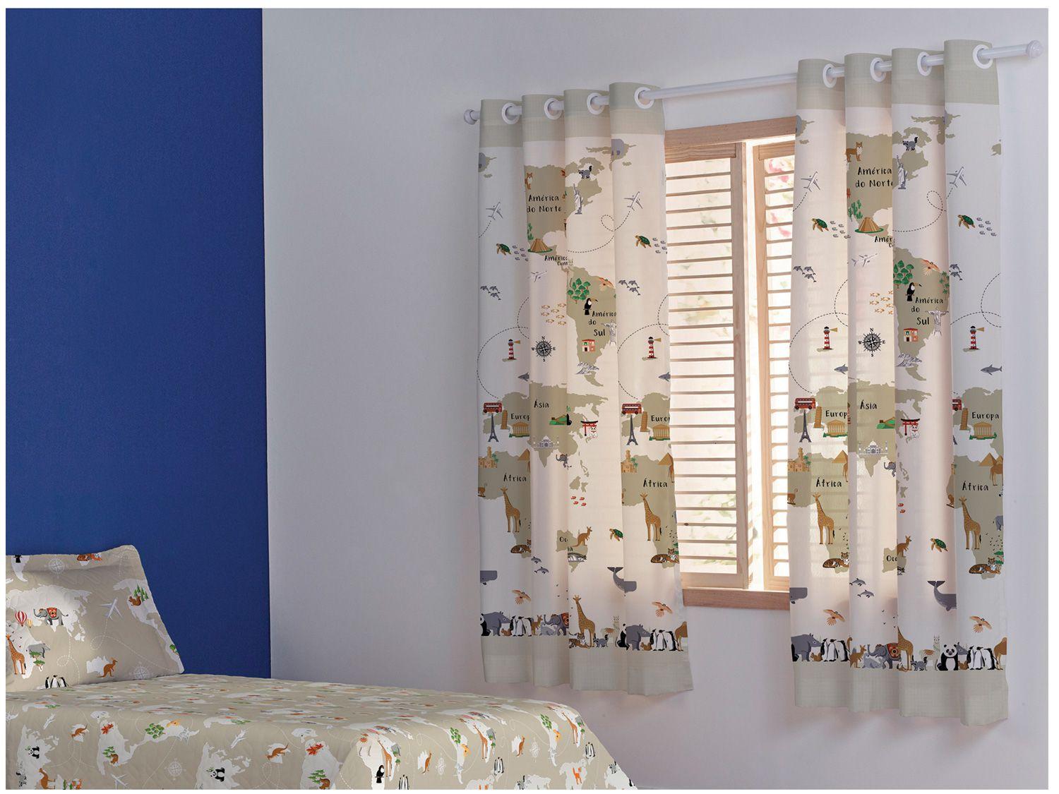 Cortina Infantil Santista Londres Maps - 1,80x2,80m