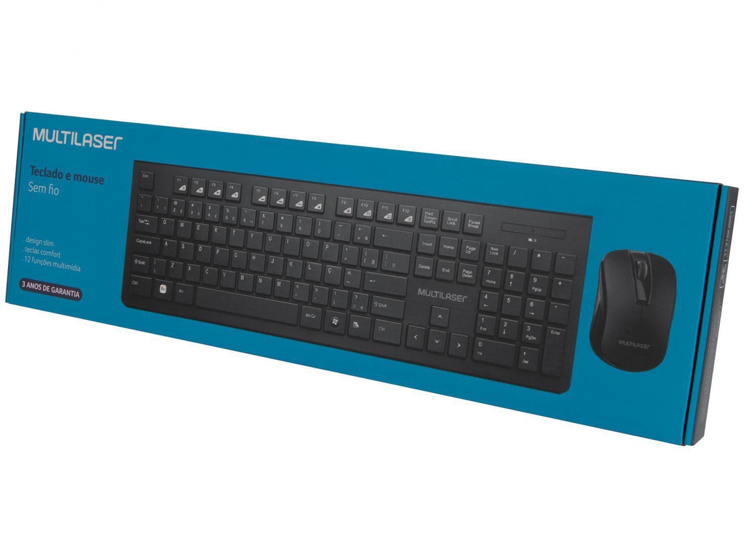 Kit Teclado e Mouse sem Fio Multilaser - TC212 - Kit Teclado e Mouse ...