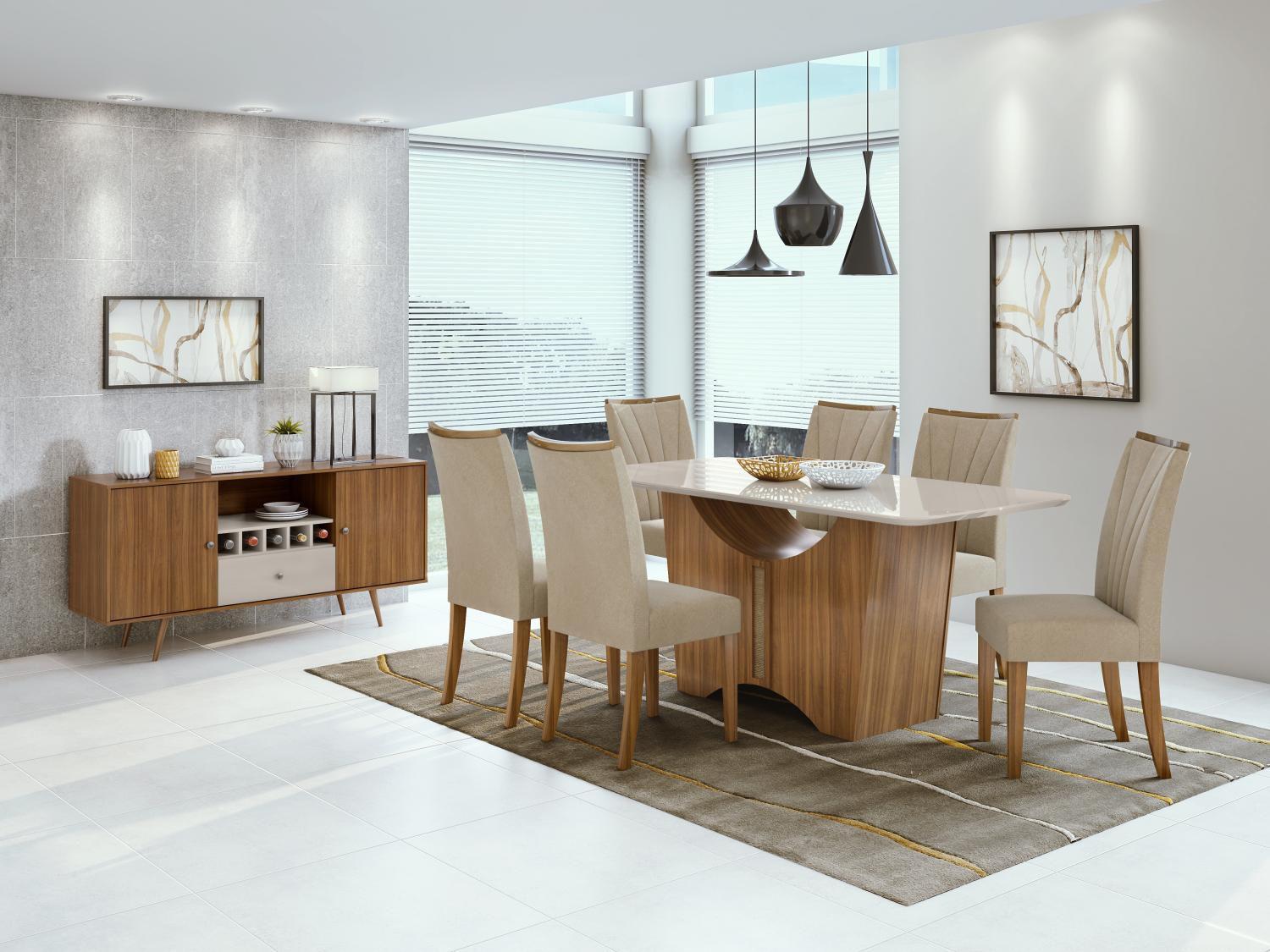 Mesa de Jantar 6 Lugares Retangular Móveis Lopas - Rock Apogeu