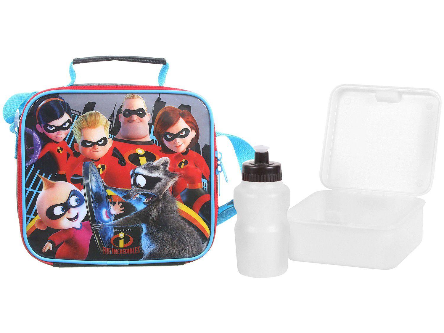 Lancheira Infantil Térmica Escolar Os Incríveis - Preto e Azul Dermiwil Soft