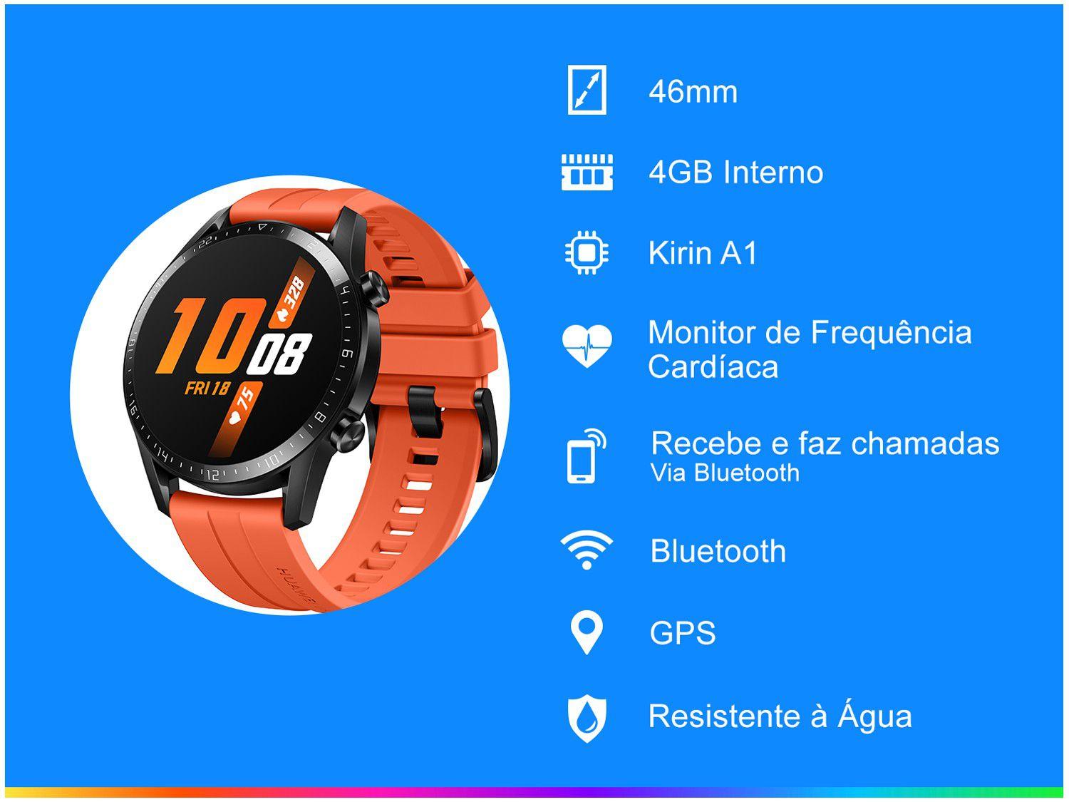 smartwatch huawei watch gt2 46mm laranja