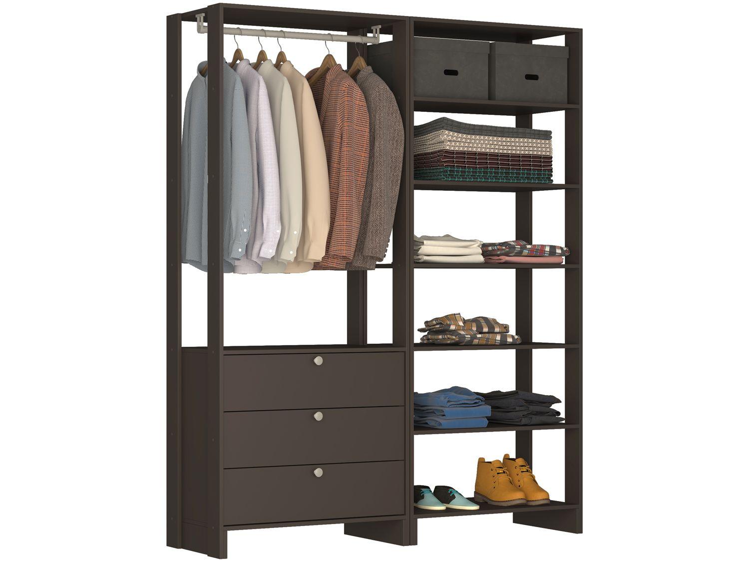 Closet Modulado 6 Prateleiras 3 Gavetas - Nova Mobile Yes EY102-103.058