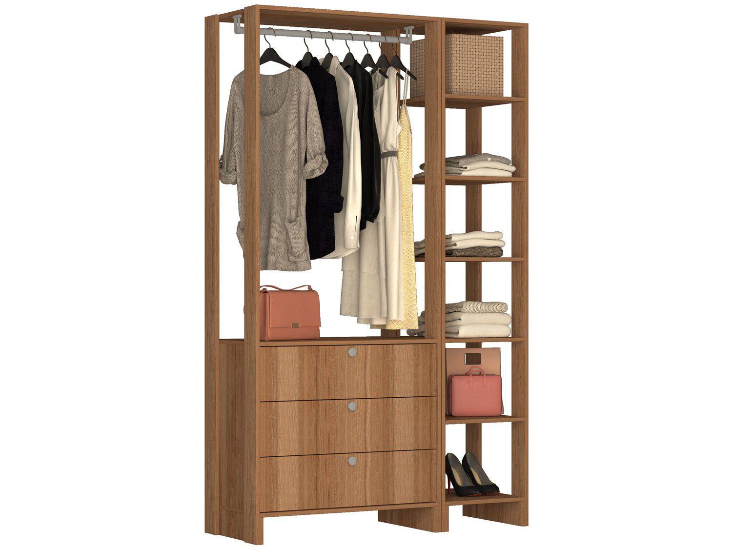 Closet Modulado 6 Prateleiras 3 Gavetas - Nova Mobile Yes EY102-104.057