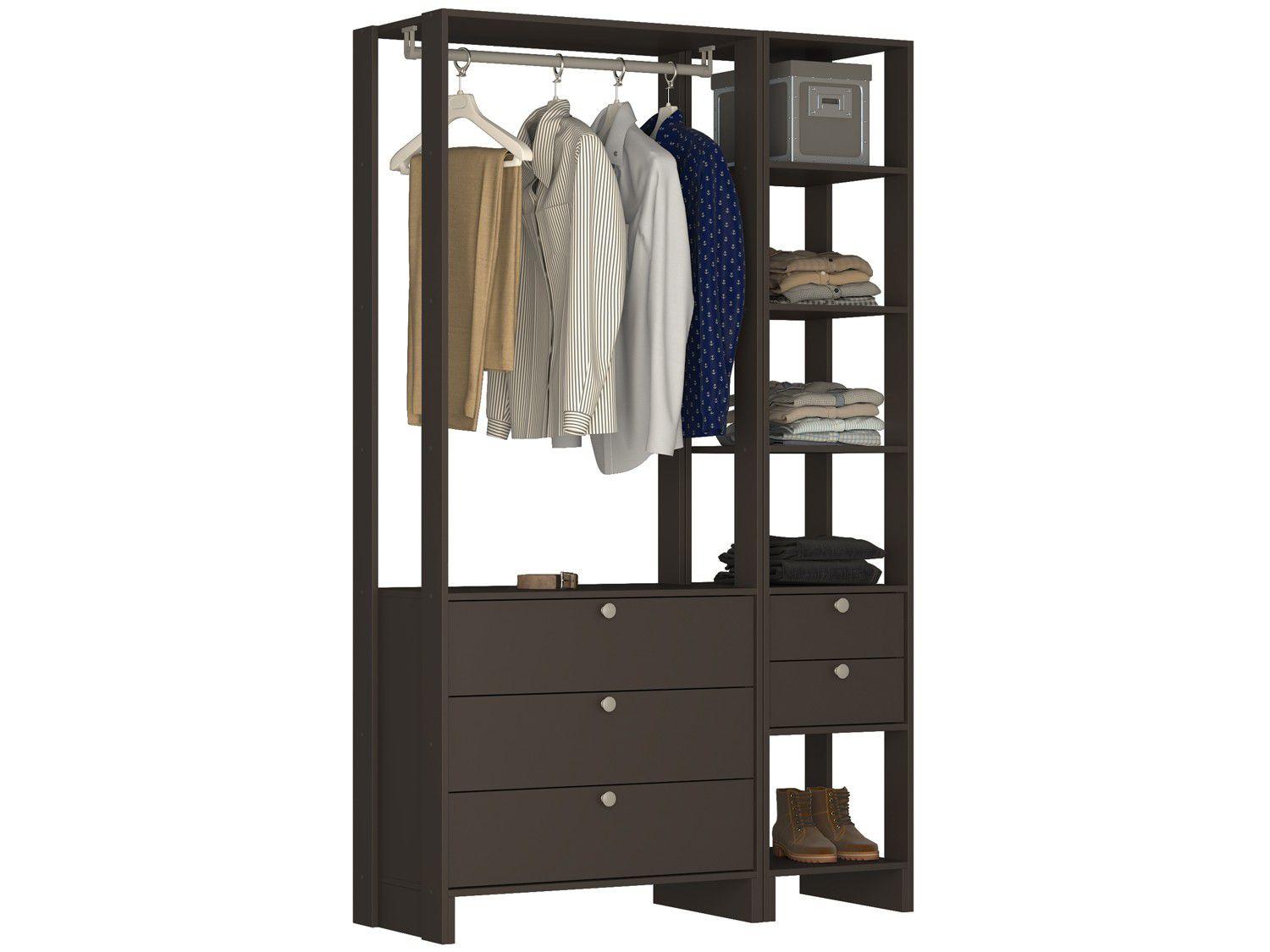 Closet Modulado 5 Prateleiras 5 Gavetas - Nova Mobile Yes EY102-106.058