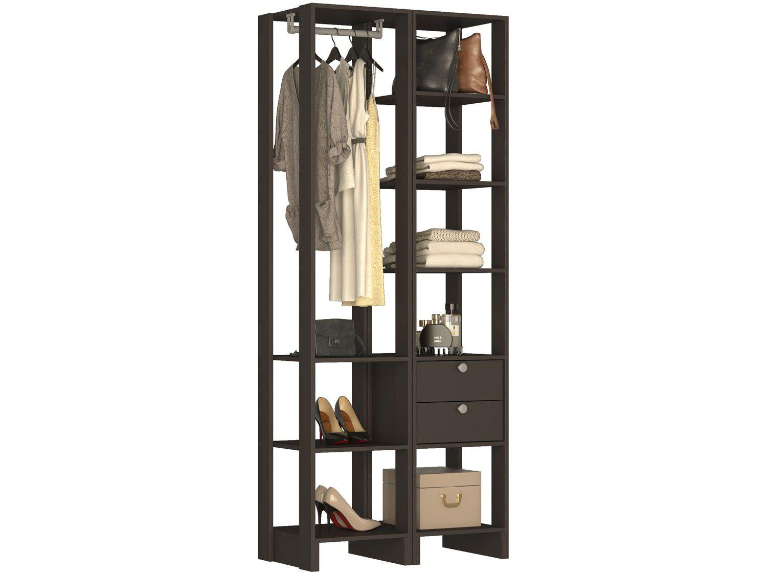 Closet Modulado 8 Prateleiras 2 Gavetas - Nova Mobile Yes EY105-106.058