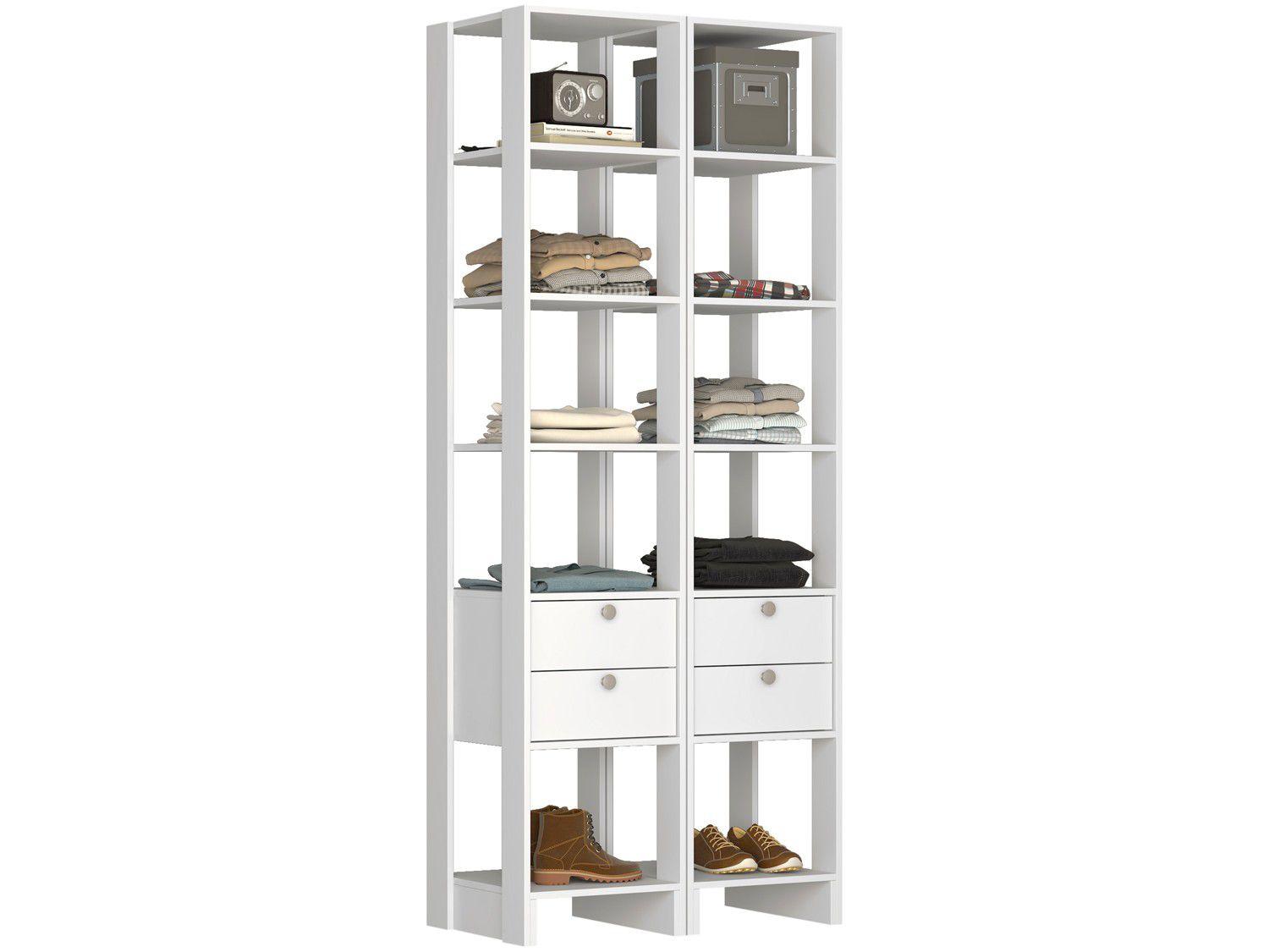 Closet Modulado 10 Prateleiras 4 Gavetas - Nova Mobile EY106-106.038