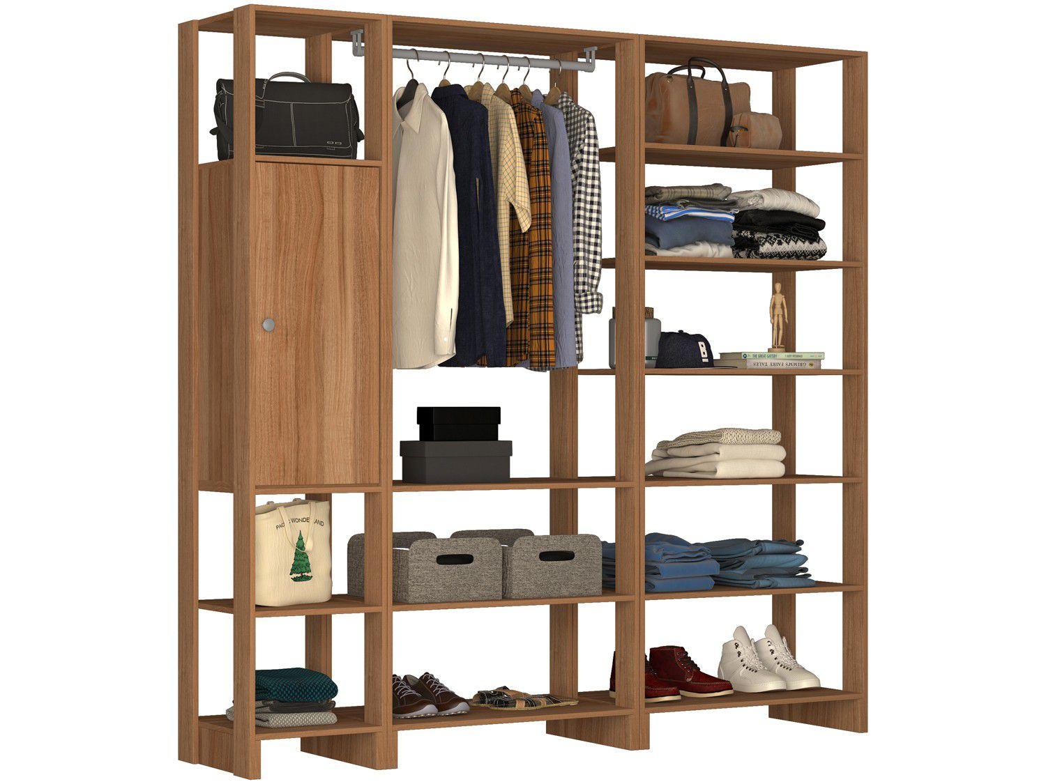 Closet Modulado 12 Prateleiras 1 Porta - Nova Mobile EY101-3-7.057