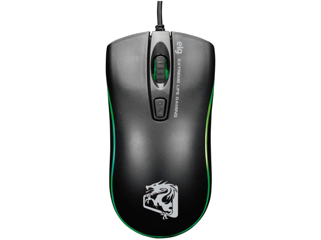 Mouse Gamer ELG Óptico 2400DPI 4 Botões - Dragon War