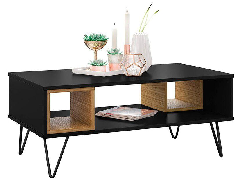 Mesa de Centro de Madeira Retrô Metal Dallas - Olivar Móveis