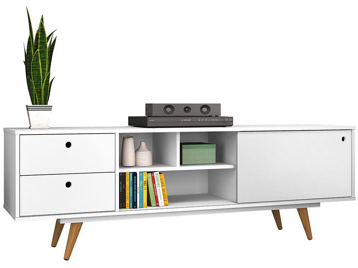 Rack para TV até 48" 1 Porta 2 Gavetas Pés Palito - Olivar Móveis Retrô 85