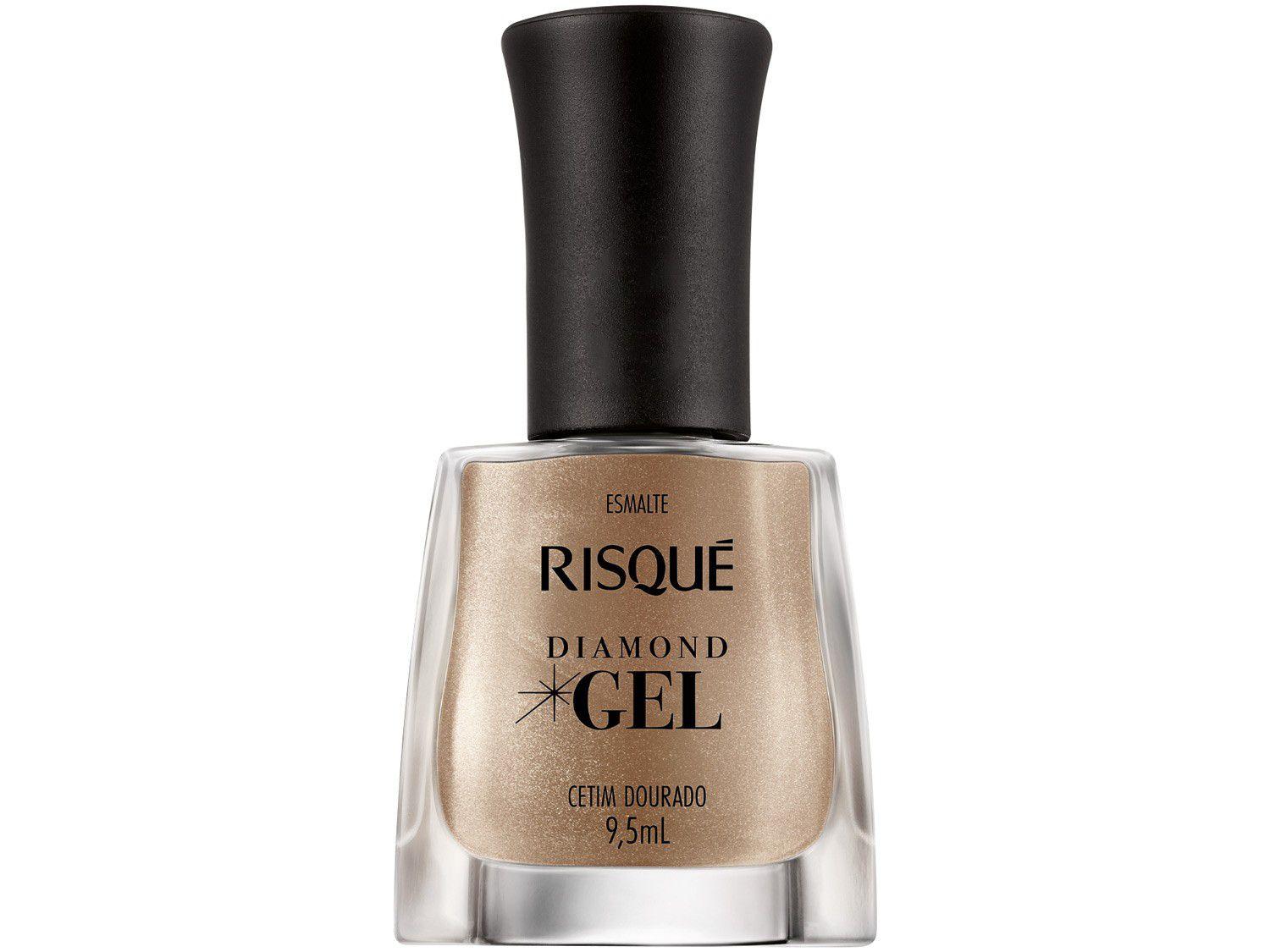 Esmalte Risqué Diamond Gel Cetim Dourado - Metálico Hipoalergênico 9,5ml