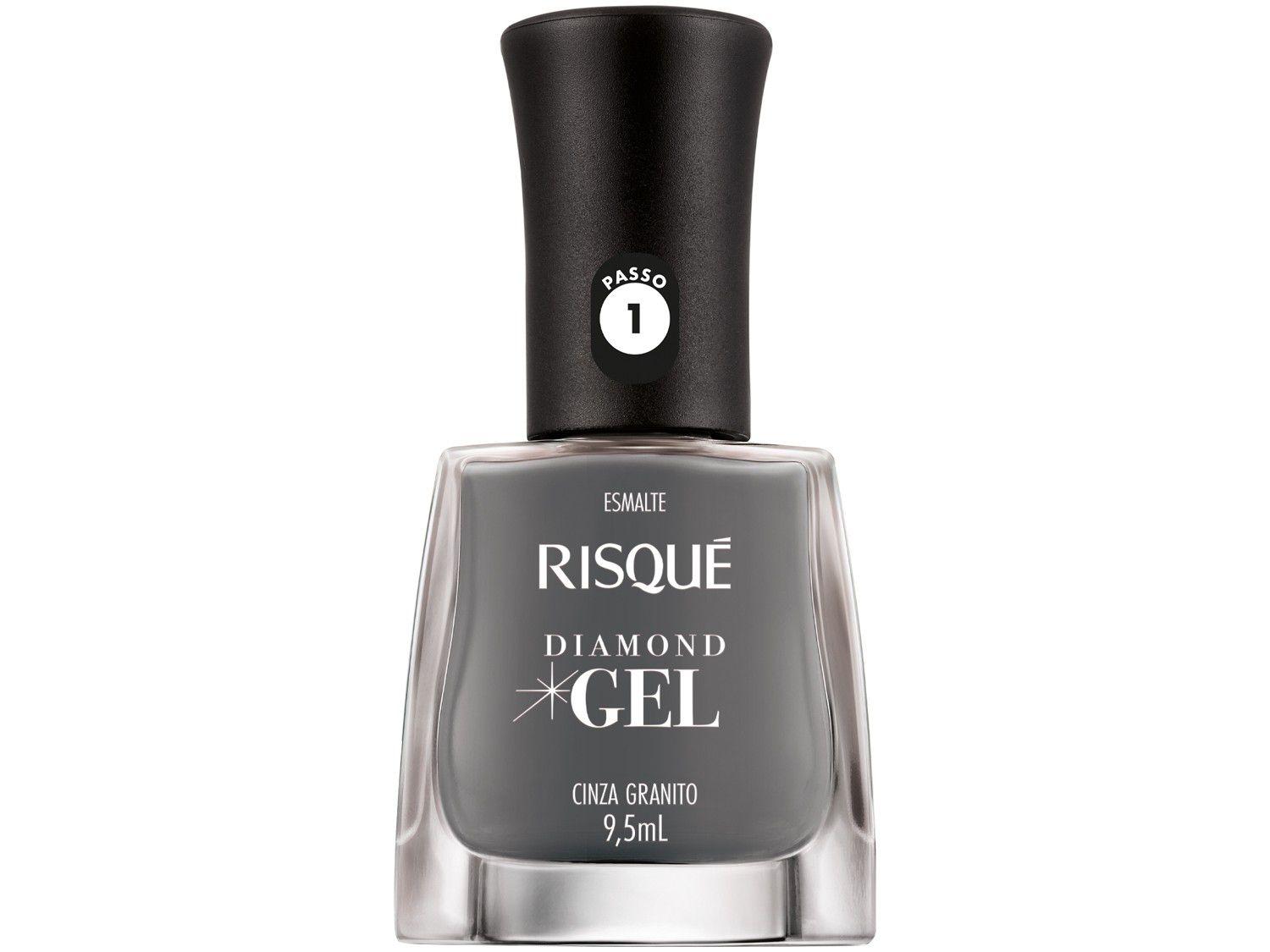 Esmalte Risqué Diamond Gel Cinza Granito - Cremoso Hipoalergênico 9,5ml