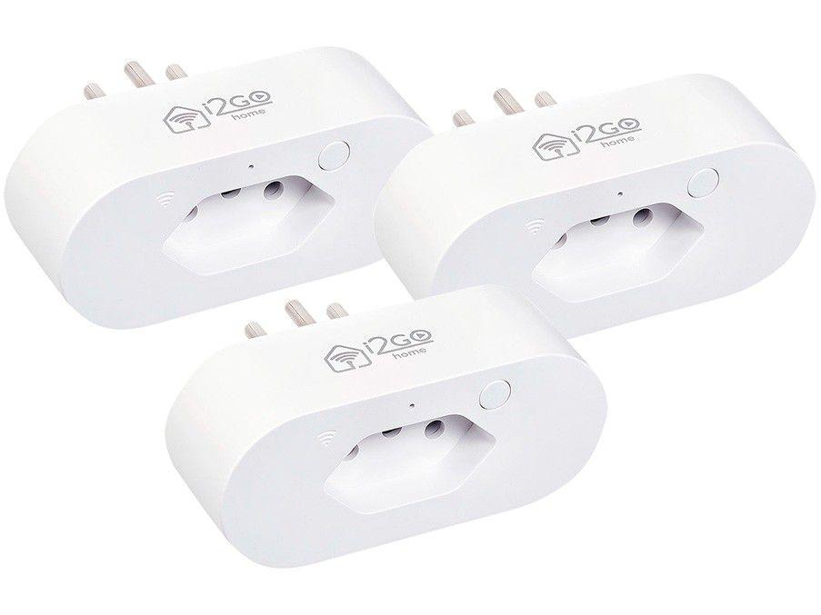 Kit Tomada Inteligente Wi-Fi 10A - 3 Unidades I2GO Smart Home