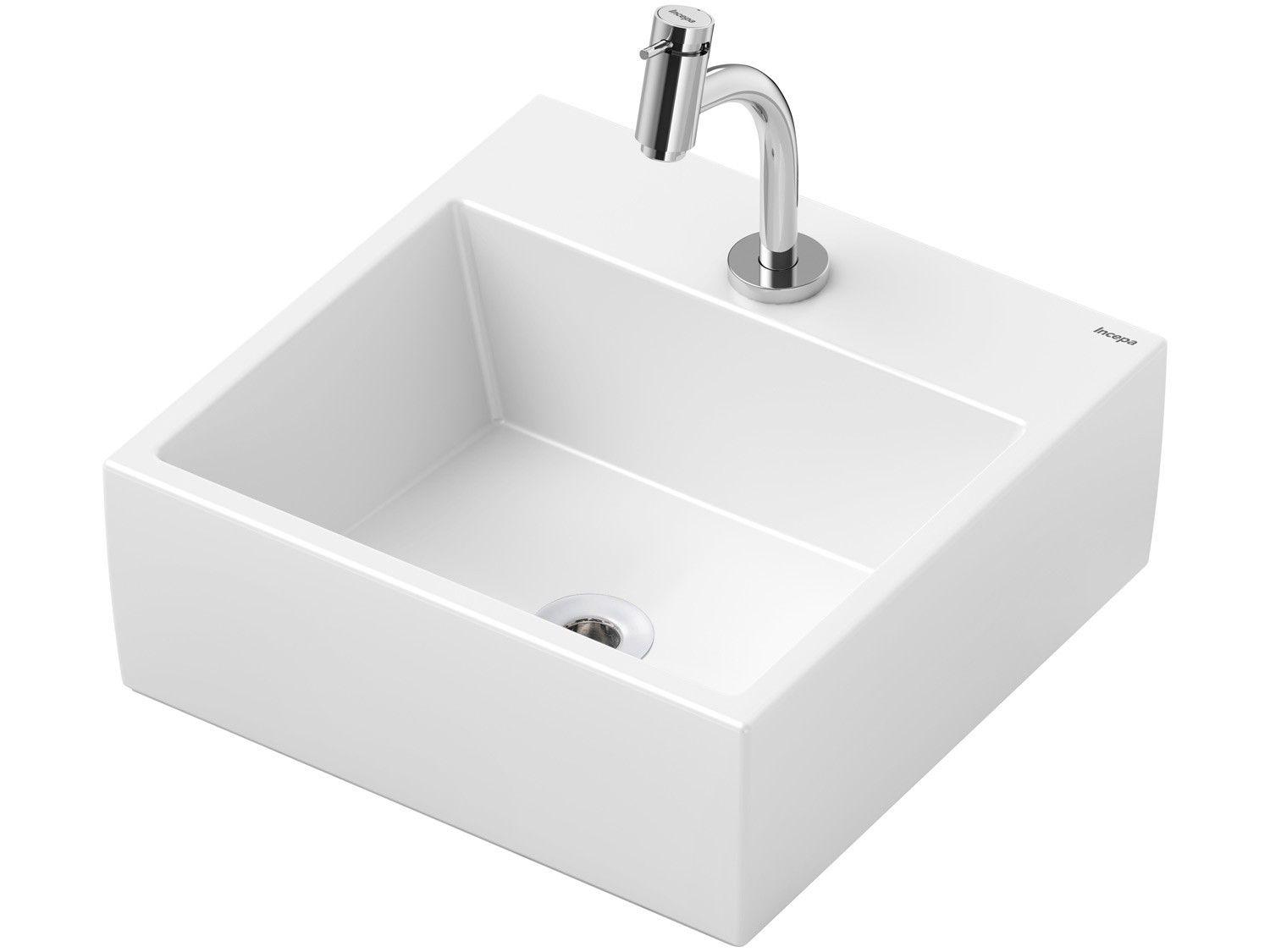 Cuba de Apoio Louça Sanitária Redonda 41x41cm - com Torneira Comum para Banheiro Loft Incepa