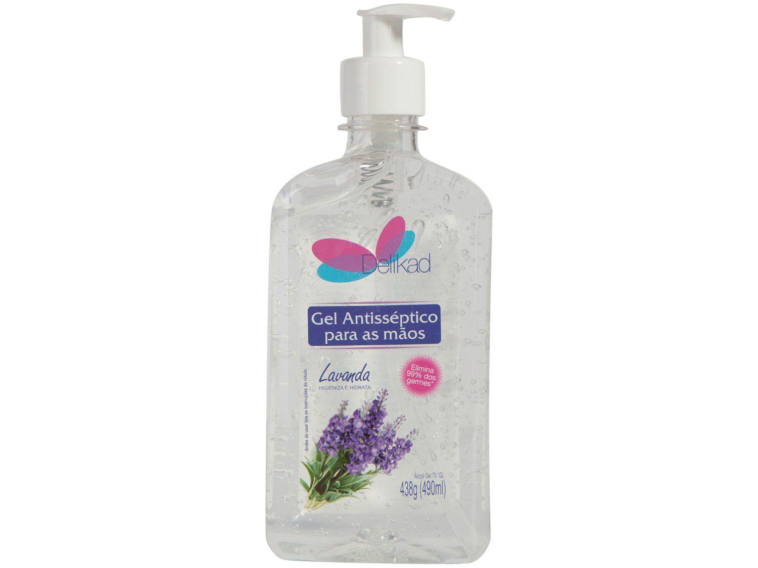Álcool em Gel 70% Antisséptico Lavanda - 490ml Delikad
