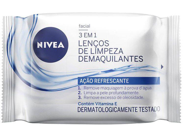 Lenço Demaquilante Nivea 3 em 1 Ação Refrescante - 25 unidades