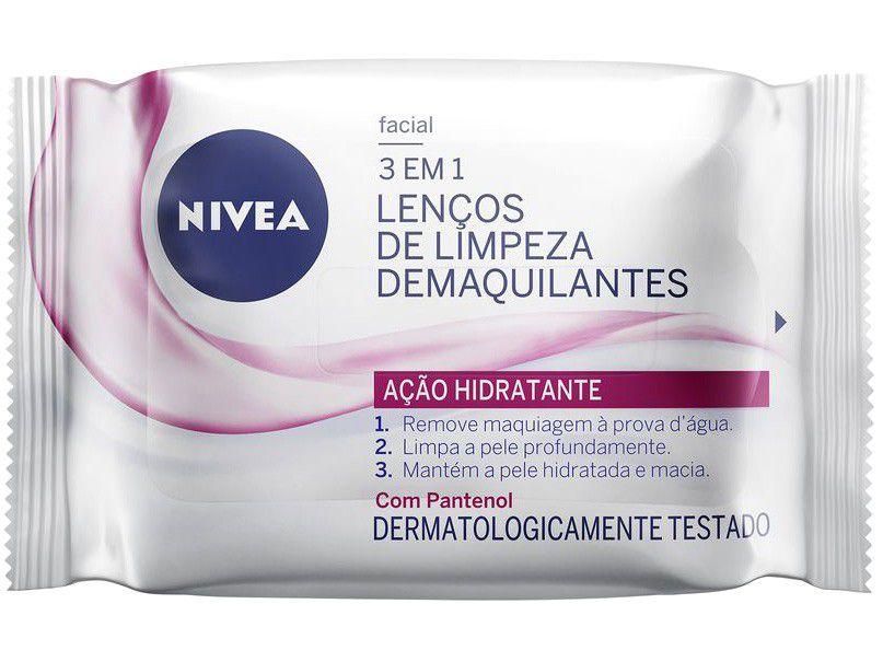Lenço Demaquilante Nivea 3 em 1 Ação Hidratante - 25 Unidades