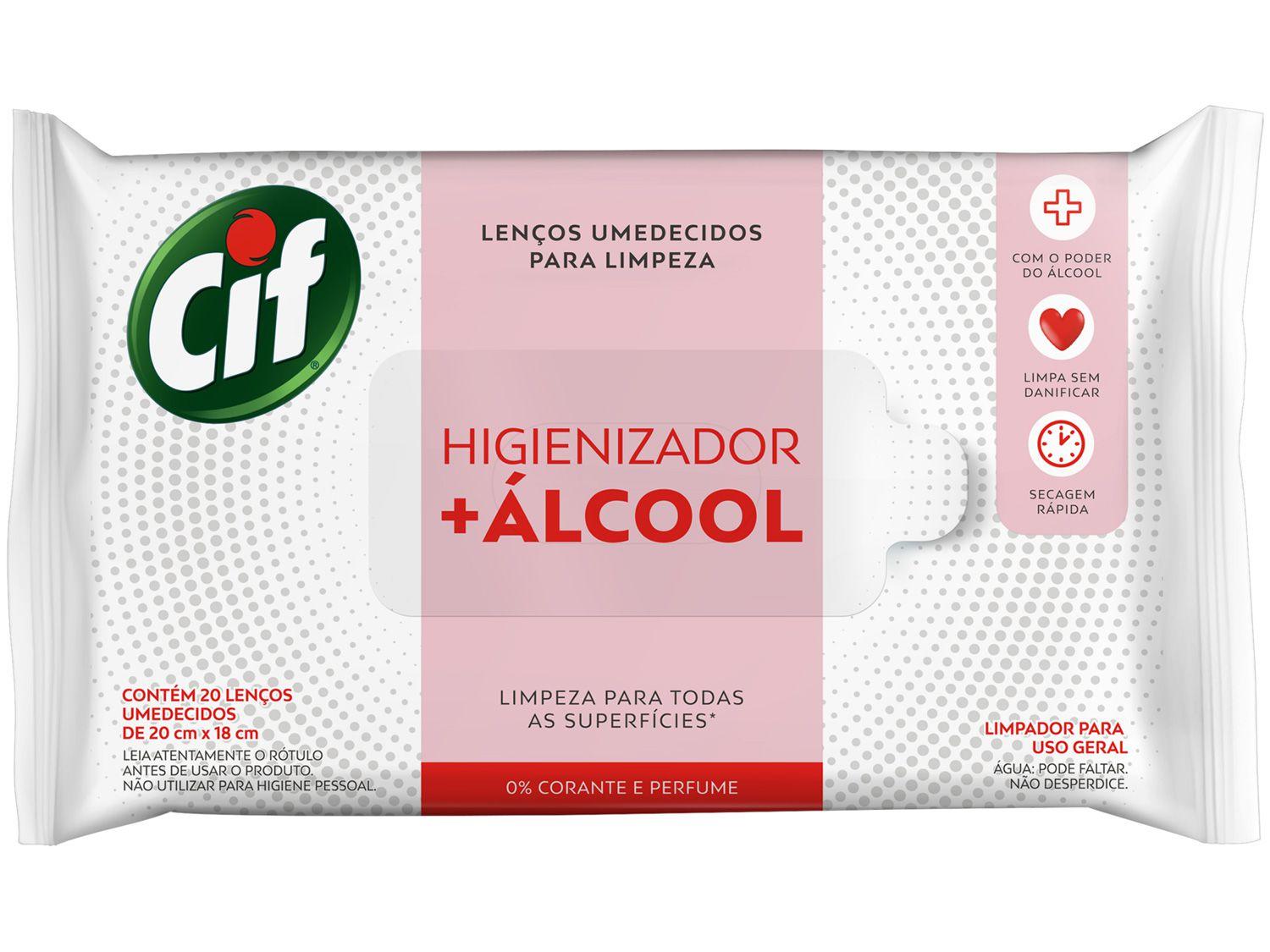 Lenços Umedecidos Multiuso com Álcool Cif - Higienizador 1 Pacote com 20 Unidades