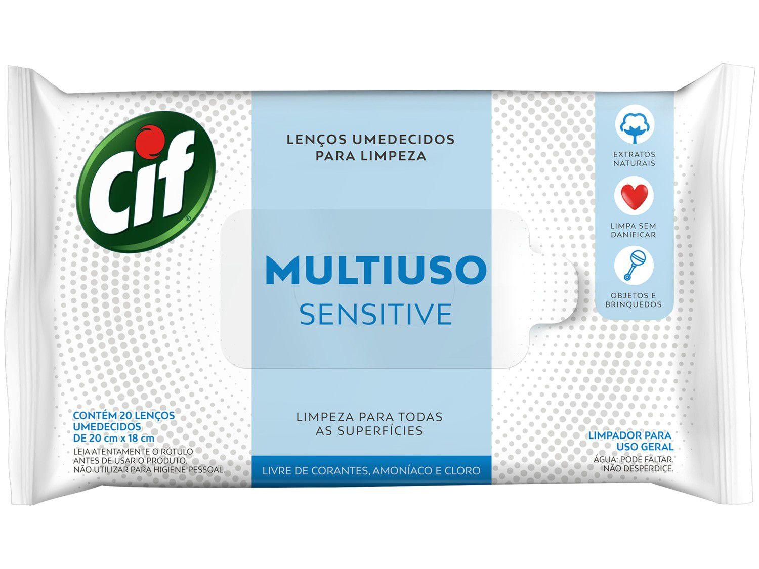 Lenços Umedecidos Multiuso Cif Sensitive - 1 Pacote com 20 Unidades