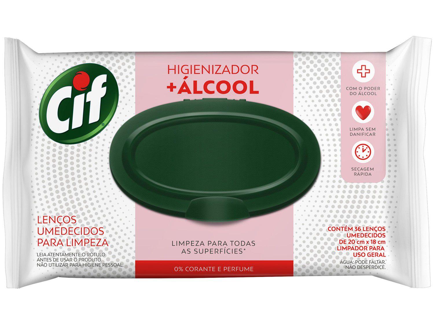 Lenços Umedecidos Multiuso com Álcool Cif - Higienizador 1 Pacote com 36 Unidades