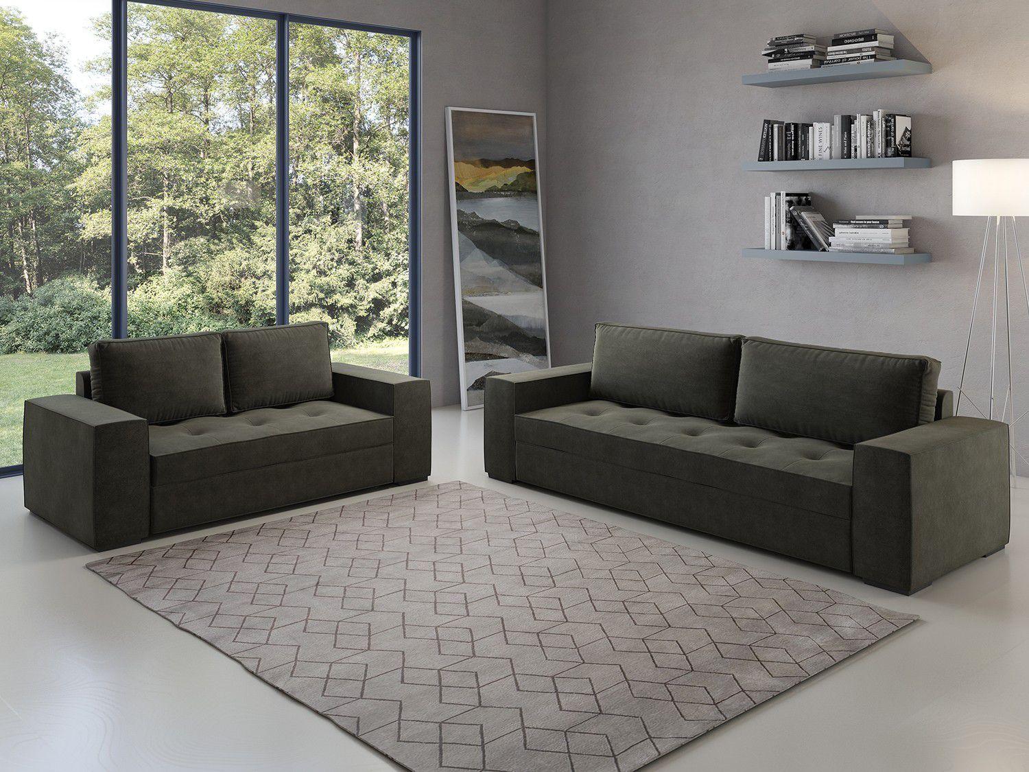 Conjunto de Sofás 2 e 3 Lugares Lisboa Viart Estofados Sofás