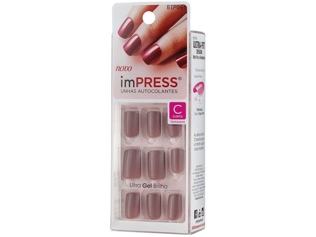 Unhas Postiças Autocolante Kiss New York Impress - Summer Nude Redonda Curta 24 Unidades