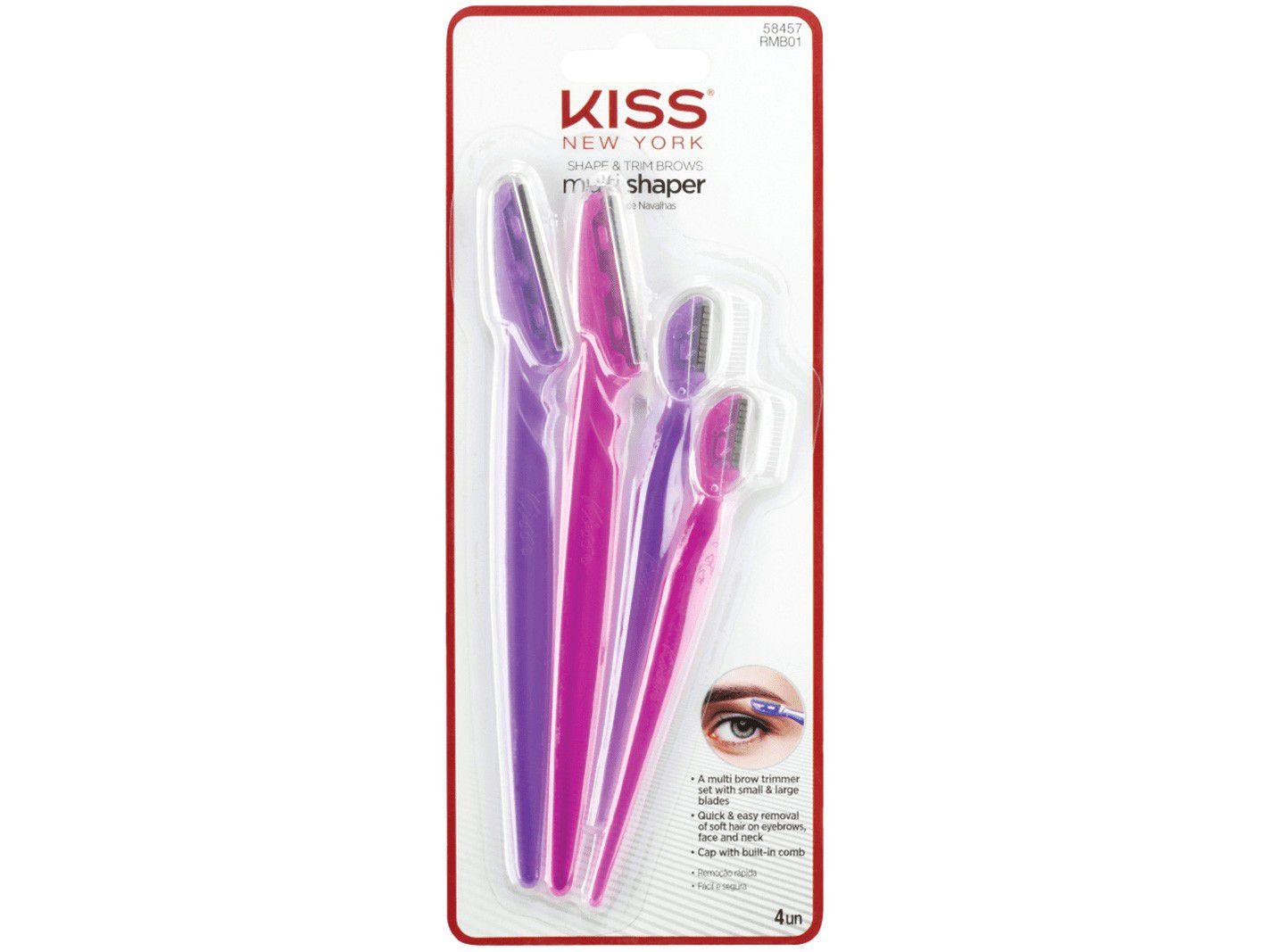 Navalha para Sobrancelha Kiss New York - Multi Shaper com Lâmina e Pente 4 Unidades