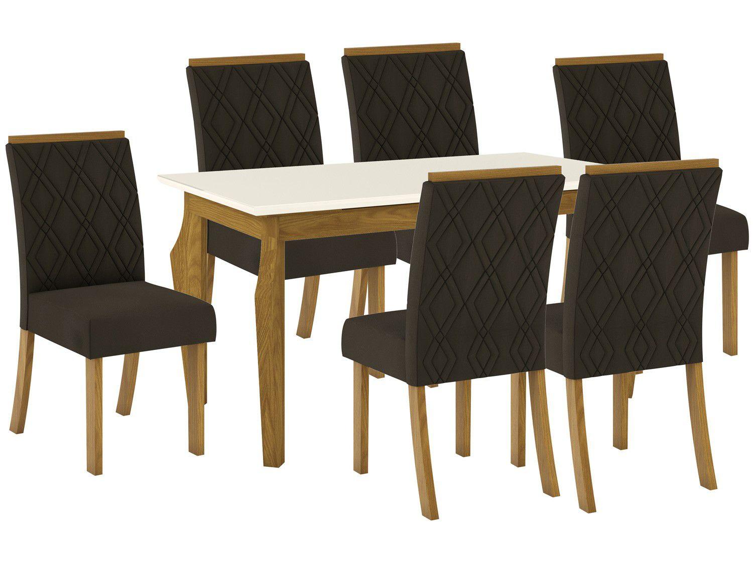 Mesa de Jantar 6 Lugares Retangular Tampo de Vidro - Henn Marisa
