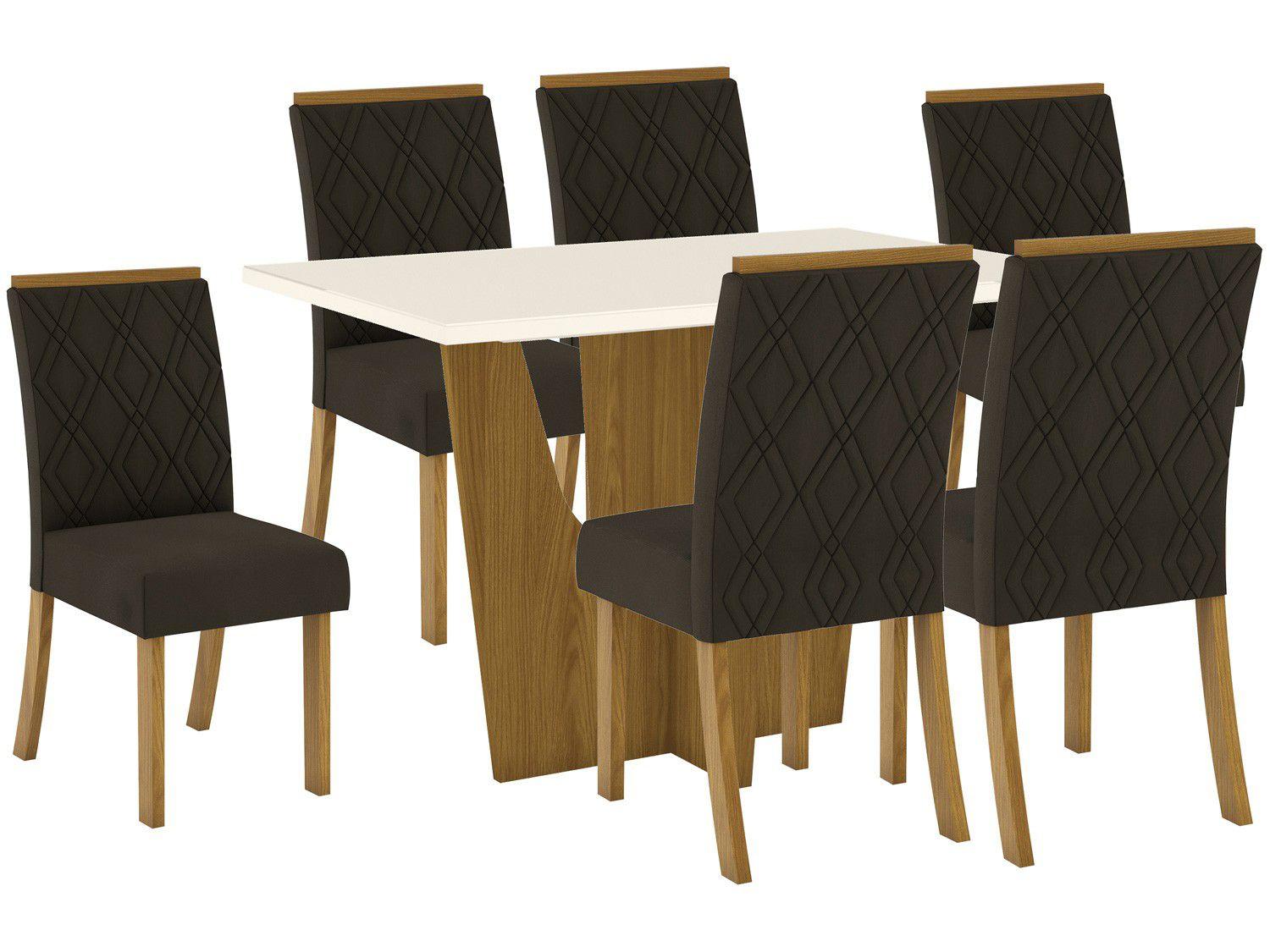 Mesa de Jantar 4 Lugares Retangular Tampo de Vidro - Henn Adriana