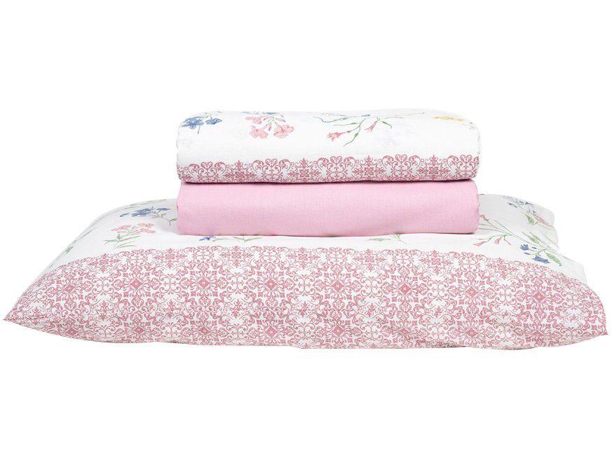 Jogo de Cama King Santista 100% Algodão - Royal Nayla Rosa 4 Peças
