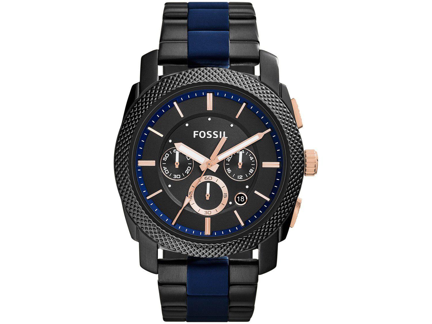 Relógio Masculino Fossil Analógico Machine - FS5164/1FN Preto