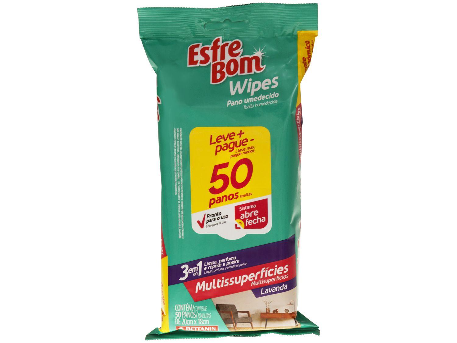 Pano Umedecido Wipes Multissuperfícies EsfreBom - 50 Unidades