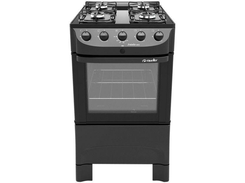 Fogão 4 Bocas Mesa de Vidro Mueller Preto - Acendimento Automático Vetro Fratello