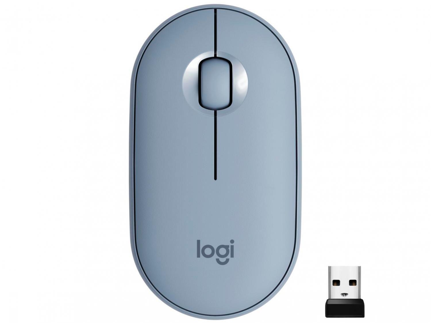 Mouse sem Fio Logitech Laser 1000DPI 3 Botões - Pebble M350 Azul