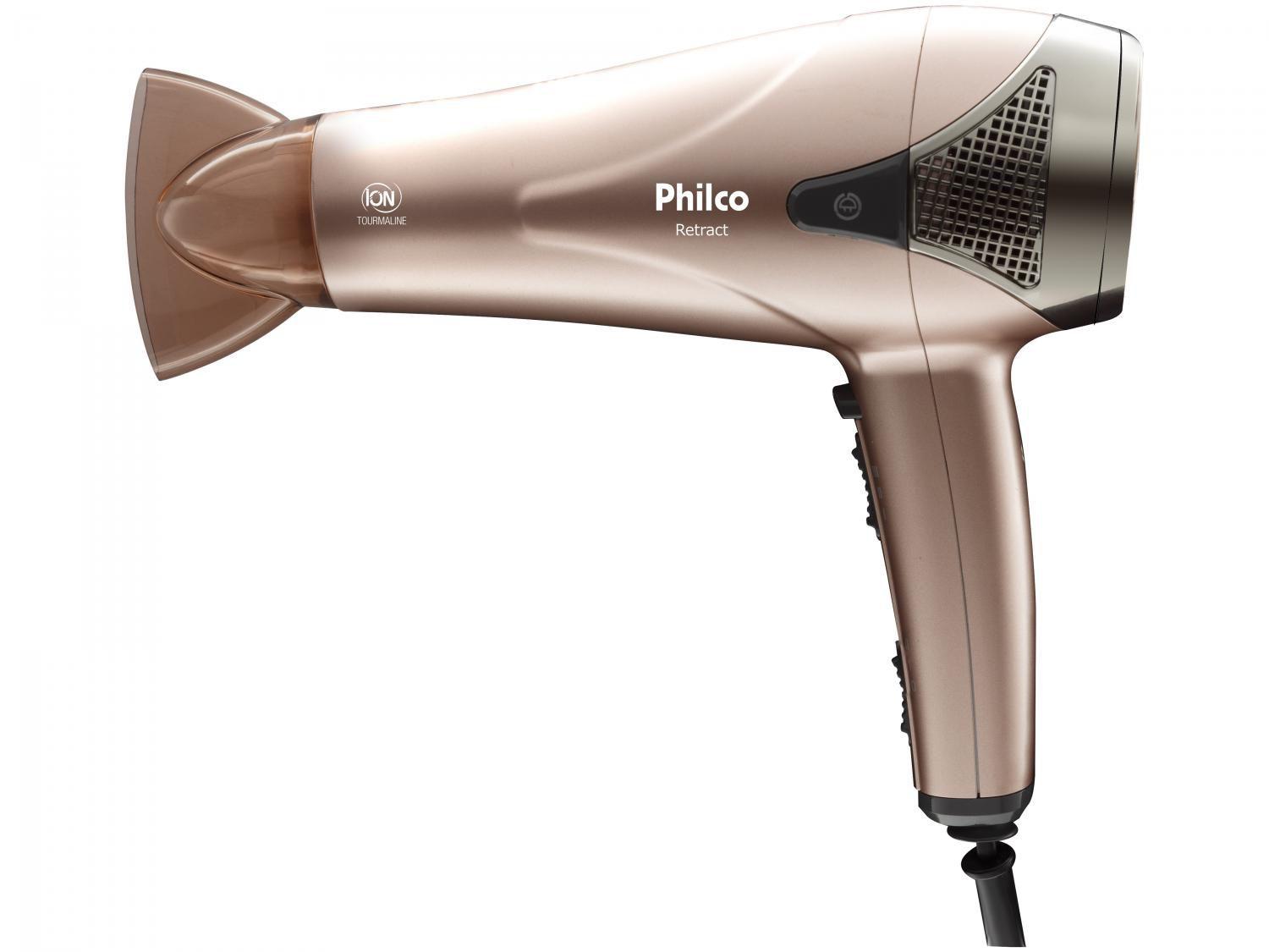 Secador de Cabelo Profissional Philco Retract - PSC06RG Bronze Tourmaline Íons 2000W 2 Velocidades