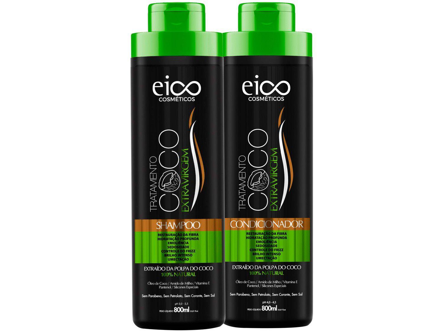 Kit Shampoo e Condicionador Eico Cosméticos - Óleo de Coco 800ml cada