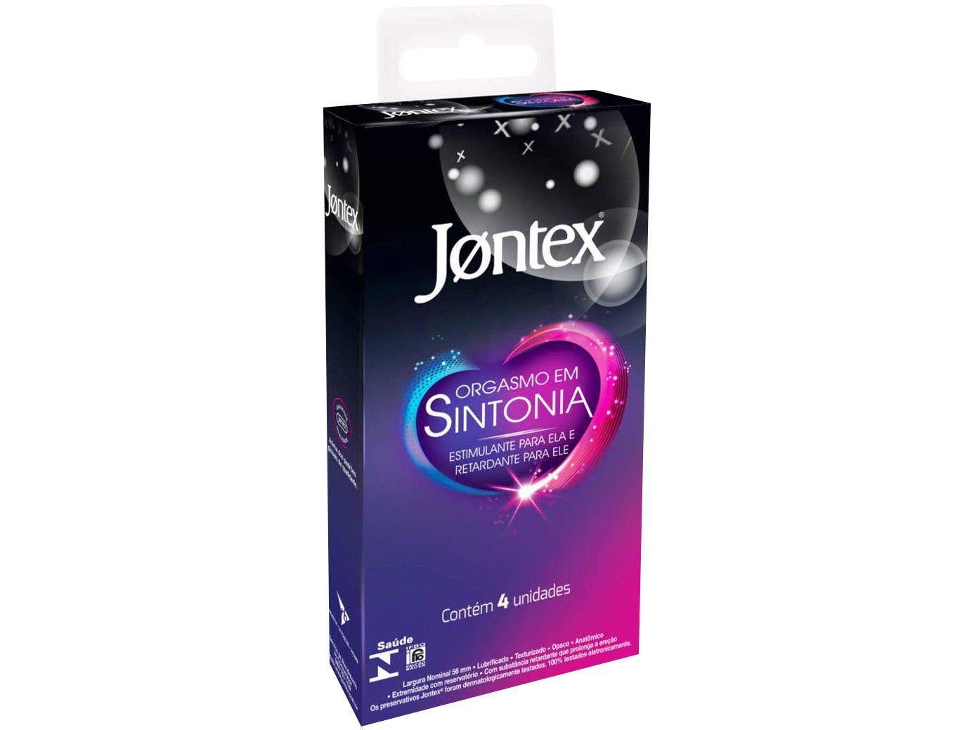 Preservativo Jontex Orgasmo em Sintonia - Retardante Texturizada Roxa 4 Unidades