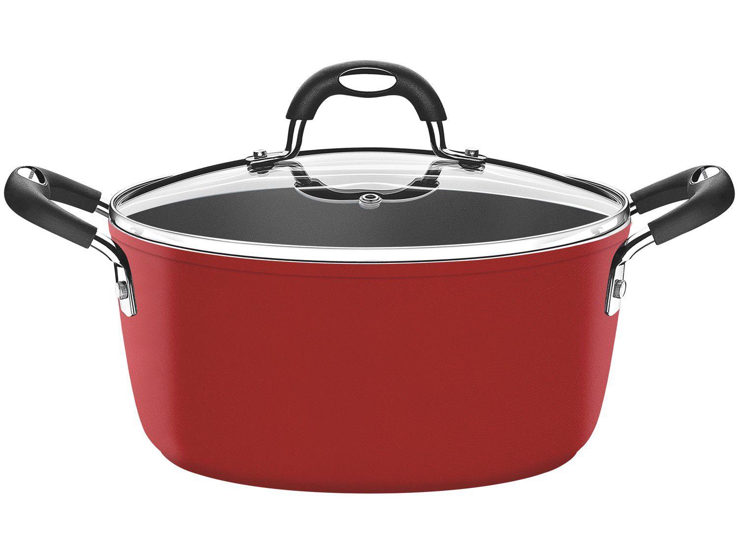 Caçarola Tramontina Antiaderente com Tampa - Vermelha 2,6L 20cm Mônaco
