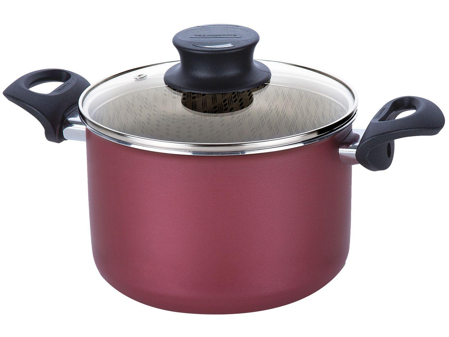 Caldeirão de Alumínio Tramontina Antiaderente - Vermelho 3,1L com Tampa 18cm Paris