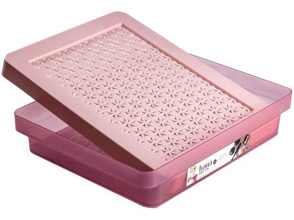 Caixa Organizadora Grande de Plástico - com Tampa Ordene Hana Rosa