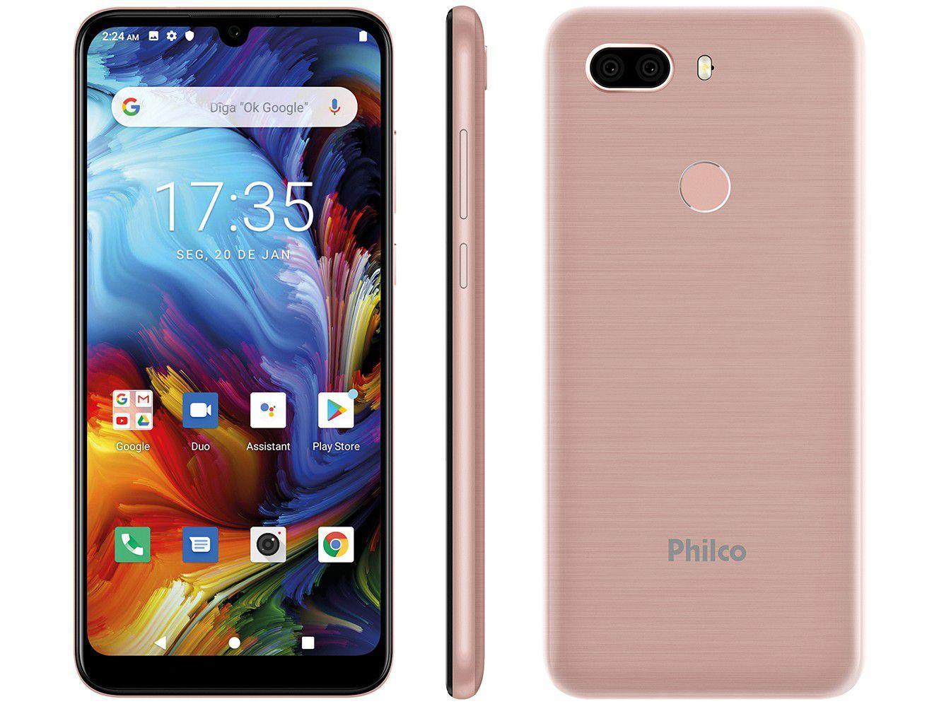 Smartphone Philco PCS02RG HIT MAX 128GB Rose - 4G 4GB RAM Tela 6&quot; Câm. Dupla + Selfie 8MP
