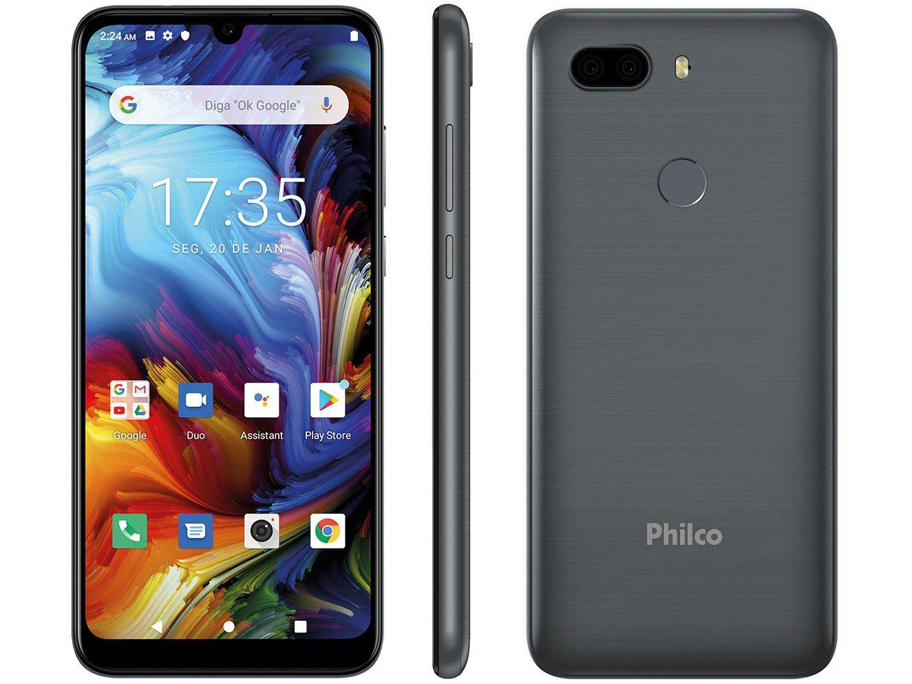Smartphone Philco PCS02SG HIT MAX 128GB Space Grey - 4G 4GB RAM Tela 6" Câm. Dupla + Selfie 8MP