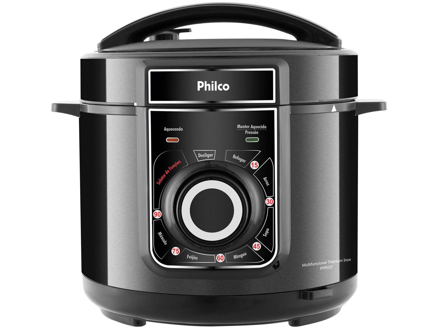 Panela de Pressão Elétrica Philco Titanium Inox - 900W 5L Timer